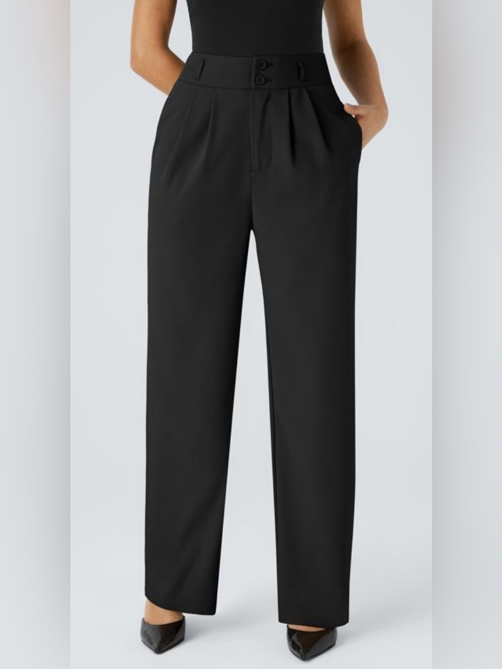 Halara Flex™ High Waisted Pocket Shirred Straight Leg Work